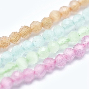 Cat Eye Beads Strands, Round, Faceted, Mixed Color, 2mm, Hole: 0.2mm, 14.17 inch(36cm), 174~184pcs/strand