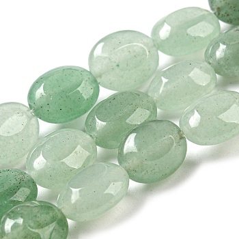 Natural Green Aventurine Beads Strands, Flat Oval, 10x8x5.5mm, Hole: 0.8mm, about 39pcs/strand, 15.47''(39.3cm)