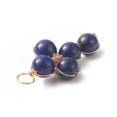 Pendentifs enveloppés de fil de cuivre lapis lazuli naturel(PALLOY-JF01981-01)-2