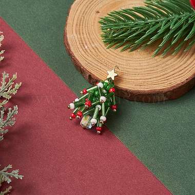 Christmas Theme Glass Seed Beads Pendants(PALLOY-TA00026)-4