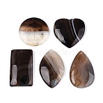 Natural Coffee Banded Agate Pendants, Mixed Shapes Charms, Dyed, 39.5~52x29~42x6.5~9mm, Hole: 1.5~2mm(G-N361-03)