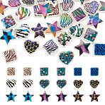 30Pcs 3 Styles Rainbow Iridescent Printed Opaque Acrylic Beads, Mixed Styles, Mixed Shapes, 19.5~22x22~23.5x6~8mm, Hole: 2.5~3mm, 10pcs/style(OACR-TA0004-52C)