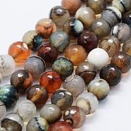 Natural Agate Beads Strands, Dyed, Faceted, Round, 8mm, Hole: 0.5mm, about 47pcs/strand, 14.9 inch(G-K261-04A-8mm)