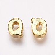 Brass Charms, Real 18K Gold Plated, Letter.Q, 6x4.5x2mm, Hole: 1mm(KK-P081-Q)