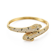 Brass Micro Pave Cubic Zirconia Snake Bangles for Women, Nickel Free, Real 16K Gold Plated, Inner Diameter: 2x2-3/8 inch(5.2x6cm)(BJEW-Q700-006-NF)