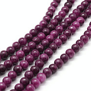 Natural Yellow Jade Beads Strands, Round, Dyed, Deep Purple, about 8mm in diameter, hole: 1mm, about 50 pcs/strand, 16 inch(JBR8mm-11)
