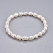 Natural Pearl Beads Stretch Bracelets, White, 2-1/8 inch(5.3cm)(BJEW-JB04265-01)