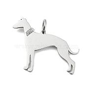 304 Stainless Steel Pendants, with Jump Ring and Glitter, Stamping Blank Tag, Dog Charm, Stainless Steel Color, 22.5x28.5x1mm, Hole: 4mm(STAS-E205-11P)