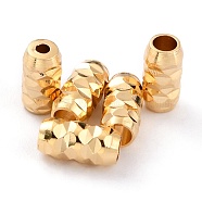Brass Beads, Long-Lasting Plated, Barrel, Real 24K Gold Plated, 6x3mm, Hole: 1.8mm(KK-O133-300C-G)