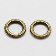 Alloy Round Rings, Soldered Jump Rings, Closed Jump Rings, Antique Bronze, 18 Gauge, 7x1mm, Hole: 4.5mm, Inner Diameter: 4mm(X-PALLOY-P119-04AB)