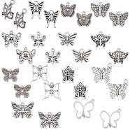84pcs 14 styles Tibetan Style Alloy Butterfly Pendants, Antique Silver, 12~18x10~21.5x1~3mm, Hole: 1.5~2mm, 6pcs/style(FIND-SC0007-11)