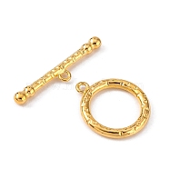 Tibetan Style Toggle Clasps, Lead Free & Cadmium Free & Nickel Free, Golden, Ring: 26x21mm, Hole: 2mm, Bar: 37mm, Hole: 2mm(K093M012)