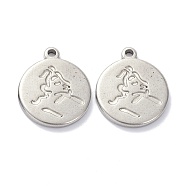 Tarnish Resistant 304 Stainless Steel Pendants, Flat Round, Stainless Steel Color, 18x15x2mm, Hole: 1.6mm(STAS-K216-27P)