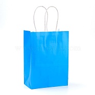 Pure Color Kraft Paper Bags, Gift Bags, Shopping Bags, with Paper Twine Handles, Rectangle, Dodger Blue, 15x11x6cm(AJEW-G020-A-01)
