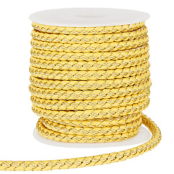 10M Round Imitation Leather Braided Cords, Yellow, 5.5mm, about 10.94 Yards(10m)/Roll(LC-WH0008-03E)
