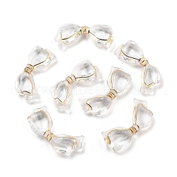 Plating Acrylic Beads, Golden Metal Enlaced, Bowknot, Clear, 19x29x6mm, Hole: 1.6mm(X-OACR-Q084-14A)