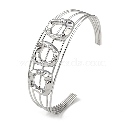 Non-Tarnish 304 Stainless Steel Hollow Open Cuff Bangles, Oval, 2-3/4~2-7/8 inch(6.9~7.3cm)x1-7/8 inch(4.7cm)(BJEW-Q348-03P-06)