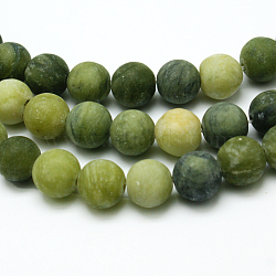 Round Frosted Natural TaiWan Jade Bead Strands, 4mm, Hole: 1mm, about 93pcs/strand, 15.5 inch(X-G-M248-4mm-02)