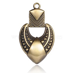 Cadmium Free & Nickel Free & Lead Free Tibetan Style Alloy Heart/Collar Big Pendants, Long-Lasting Plated, Antique Bronze, 69x40x8mm, Hole: 4mm(PALLOY-J154-41AB-NR)