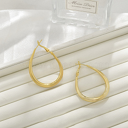 Brass Hoop Earrings for Women, Teardrop, Real 22K Gold Plated, 46x6mm(EJEW-A121-22G)