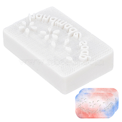 Resin Chapter, DIY Handmade Resin Soap Stamp Chapter, Rectangle, White, Word Handmade Soap, Flower Pattern, 3.5x5.35x1.5cm(DIY-WH0250-56)