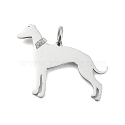 Non-Tarnish 304 Stainless Steel Pendants, with Jump Ring and Glitter, Stamping Blank Tag, Dog Charm, Stainless Steel Color, 22.5x28.5x1mm, Hole: 4mm(STAS-E205-11P)