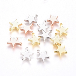Brass Pendants, Long-Lasting Plated, Star, Mixed Color, 11.5x10x2mm, Hole: 1mm(KK-G389-26)