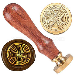 Tree Rings Brass Sealing Wax Stamp Head, with Wood Handle, for Envelopes Invitations, Gift Cards, Flat Round, 83x22mm, Head: 7.5mm, Stamps: 25x14.5mm(AJEW-WH0208-901)