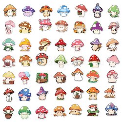 50Pcs Cute Mushroom PVC Waterproof Sticker Labels, Self-adhesion, for Suitcase, Skateboard, Refrigerator, Helmet, Mobile Phone Shell, Mixed Color, 30~60mm(STIC-PW0024-09)