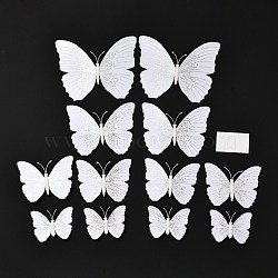 PVC Plastic Artificial 3D Butterfly Decorations, with Adhesive Sticker and Magnet, for Fridge Magnets or Wall Decorations, White, 45~95x57~118x5mm, 12pcs/bag(DIY-I072-02G)
