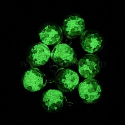 Glow in the Dark Luminous Glass Globe Pendants, with  Golden Plated Plastic Pendant Bails, Round, Champagne Yellow, 21.5x16mm, Hole: 3mm(GLAA-WH0030-18C)