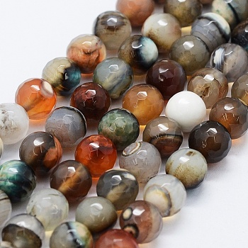 Natural Agate Beads Strands, Dyed, Faceted, Round, 8mm, Hole: 0.5mm, about 47pcs/strand, 14.9 inch