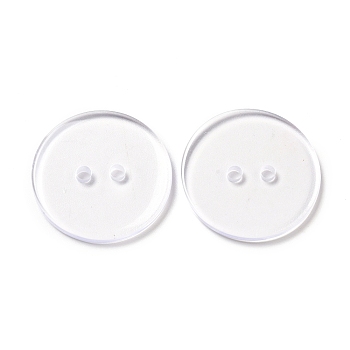 Lucid Round 2-hole Shirt Button, Resin Button, Clear, about 23mm in diameter, hole: 1.5mm, about 200pcs/bag