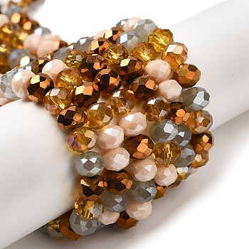 Glass Beads Strands, Faceted, Rondelle, BurlyWood, 8x6mm, Hole: 1mm, about 65~68pcs/strand, 15.7~16.1 inch(40~41cm)