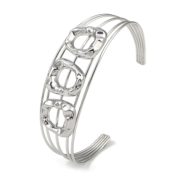 Non-Tarnish 304 Stainless Steel Hollow Open Cuff Bangles, Oval, 2-3/4~2-7/8 inch(6.9~7.3cm)x1-7/8 inch(4.7cm)