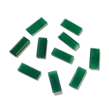 Dyed & Heated Natural Green Onyx Agate Cabochons, Rectangle, Green, 20x8x3.5mm