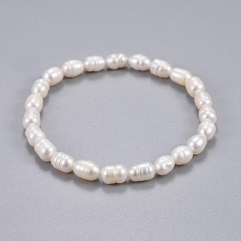 Natural Pearl Beads Stretch Bracelets, White, 2-1/8 inch(5.3cm)