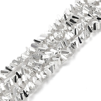 Electroplate Glass Beads Strands, Triangle, Silver, 4~4.5x4~4.5x3~3.5mm, Hole: 0.8mm, about 113~126pcs/strand, 11.02~14.57 inch(28~37cm)
