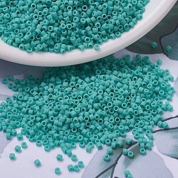 MIYUKI Delica Beads, Cylinder, Japanese Seed Beads, 11/0, (DB0759) Matte Opaque Turquoise Green, 1.3x1.6mm, Hole: 0.8mm, about 2000pcs/10g
