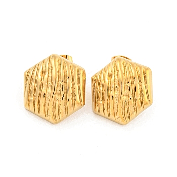 Hexagon 304 Stainless Steel Ear Studs, Stud Earrings for Women, Golden, 23x20mm