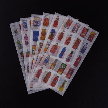 Planner Stickers, Decorative Sticker, for Scrapbooking, Calendars, DIY Crafts, Album, Drink Pattern, 16.1x8x0.01cm, 6sheets/set
