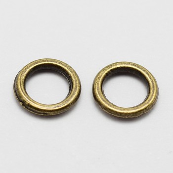 Alloy Round Rings, Soldered Jump Rings, Closed Jump Rings, Antique Bronze, 18 Gauge, 7x1mm, Hole: 4.5mm, Inner Diameter: 4mm