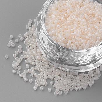 Baking Paint Cylinder Seed Beads, Uniform Size, Matte Style, Creamy White, 1~1.5x1.5~2mm, Hole: 0.5mm, about 50g/bag, about 5000pcs/bag