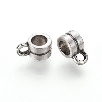 Tibetan Style Hangers, Bail Beads, Lead Free & Nickel Free & Cadmium Free, Antique Silver, Cup, about about 4x6x9mm,hole 2mm,4mm inner diameter