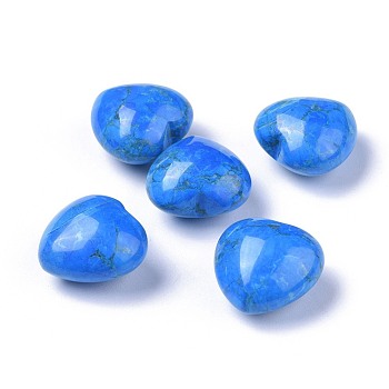 Natural Turquoise Stone, Dyed, Heart Love Stone, Pocket Palm Stone for Reiki Balancing, 20x20x13~13.5mm