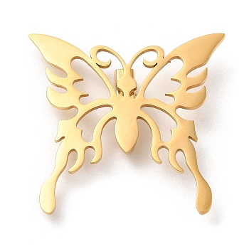 201 Stainless Steel Brooch for Backpack Clothes, Butterfly, 44x44.5x1.3mm