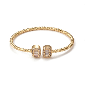 Rack Plating Brass Micro Pave Cubic Zirconia Bangle, Real 18K Gold Plated, Long-Lasting Plated, Cadmium Free & Lead Free, Real 18K Gold Plated, Inner Diameter: 2-1/4 inch(5.55cm)
