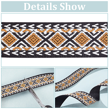 5 Yards Ethnic Style Polyester Jacquard Rhombus Ribbon(OCOR-WH0090-043)-4