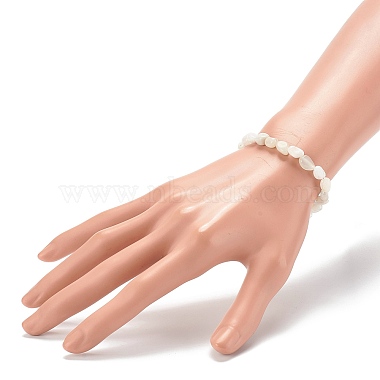 Bracelets extensibles en perles de pierre de lune blanche naturelle pour enfants(X-BJEW-JB06250-02)-3