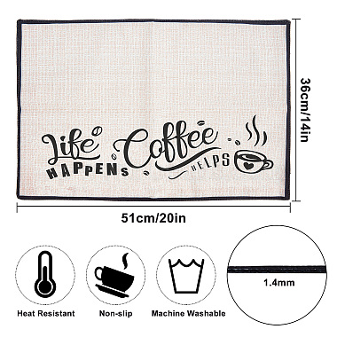 Posavasos de algodón y lino con tema de café.(AJEW-WH0201-019)-2
